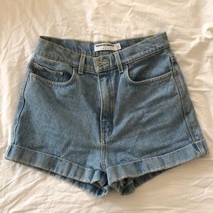 American apparel high rise denim shorts